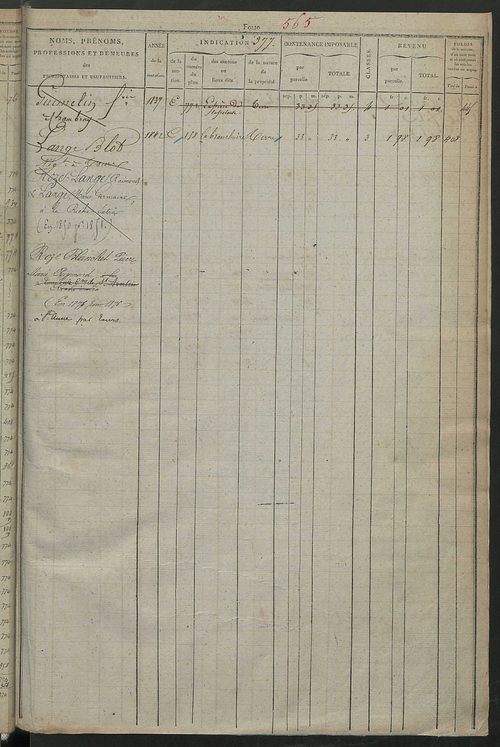 Matrice des propriétés foncières, fol. 375 à 750 ; récapitulation des contenances et des revenus de la matrice cadastrale, 1826 ; table alphabétique des propriétaires.