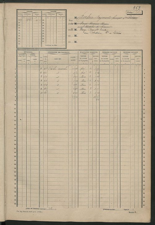 Matrice des propriétés non bâties, fol. 493 à 912.