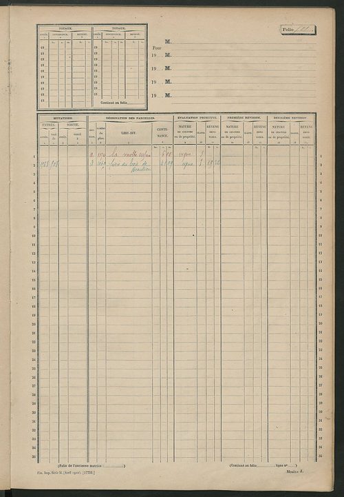 Matrice des propriétés non bâties, fol. 493 à 912.