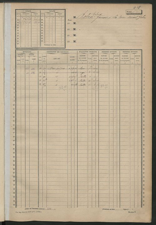 Matrice des propriétés non bâties, fol. 493 à 912.