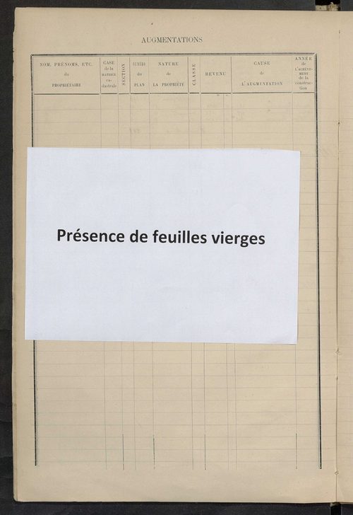 Matrice des propriétés bâties ; augmentations et diminutions, 1883-1891 ; séparation des revenus cadastraux afférents, pour l'année 1882, aux propriétés bâties et non bâties (état-balance) ; table alphabétique des propriétaires.