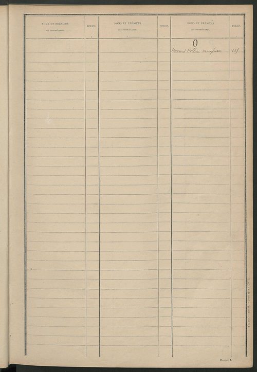 Matrice des propriétés non bâties ; tableau présentant les augmentations et les diminutions survenues dans la matière imposable ; récapitulation ; table alphabétique des propriétaires.