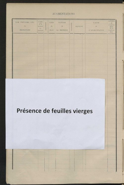 Matrice des propriétés bâties ; augmentations et diminutions, 1883-1892 ; séparation des revenus cadastraux afférents, pour l'année 1882, aux propriétés bâties et non bâties (état-balance) ; table alphabétique des propriétaires.