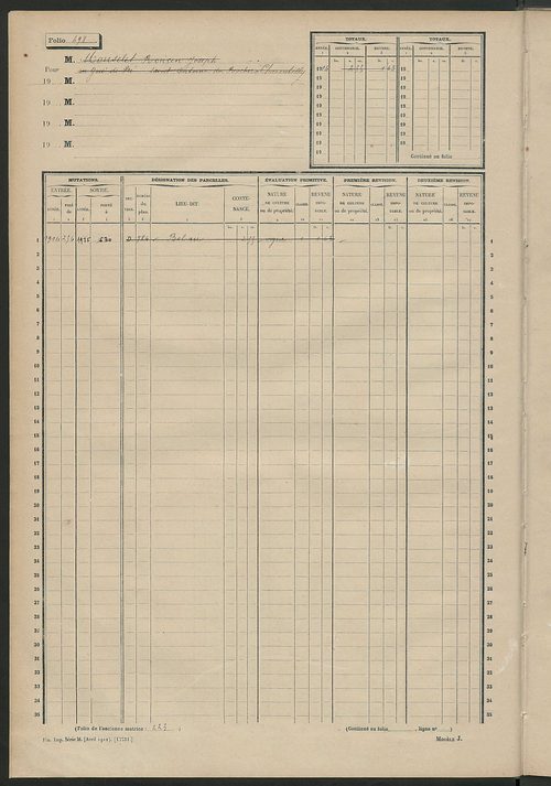 Matrice des propriétés non bâties, fol. 493 à 642.