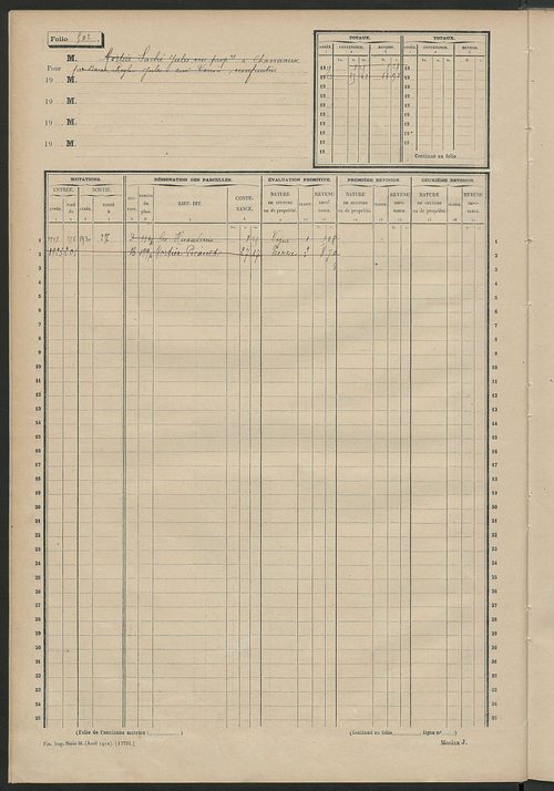 Matrice des propriétés non bâties, fol. 493 à 642.