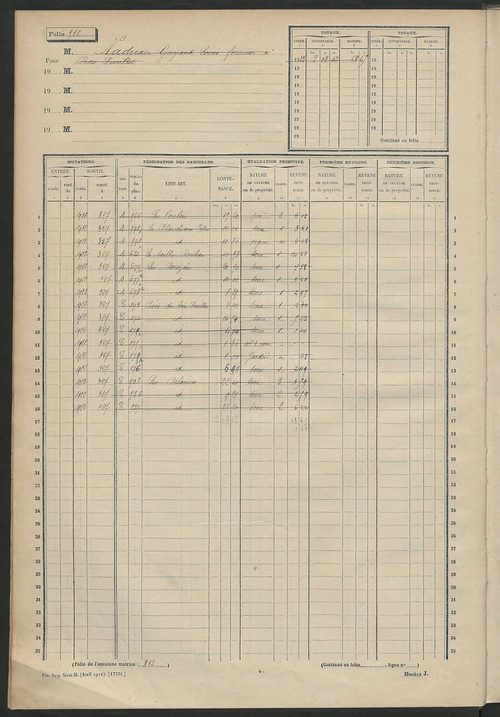 Matrice des propriétés non bâties, fol. 501 à 1001.