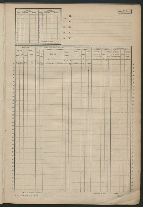 Matrice des propriétés non bâties, fol. 501 à 1001.