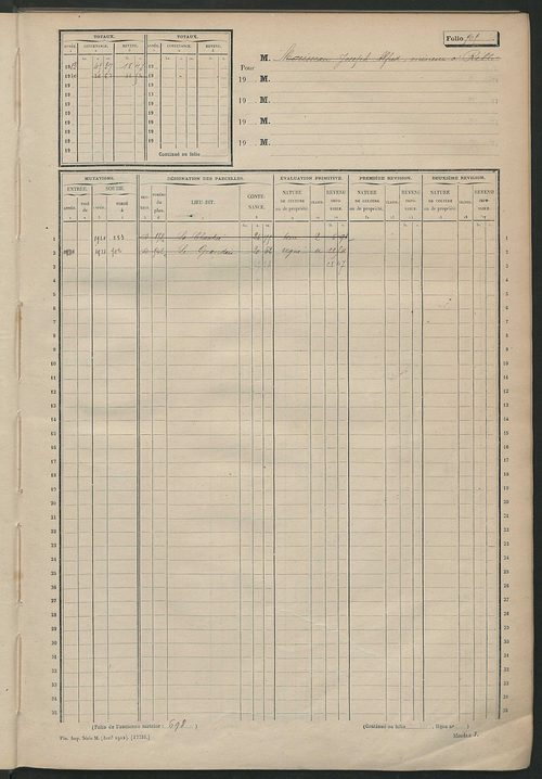 Matrice des propriétés non bâties, fol. 501 à 1001.