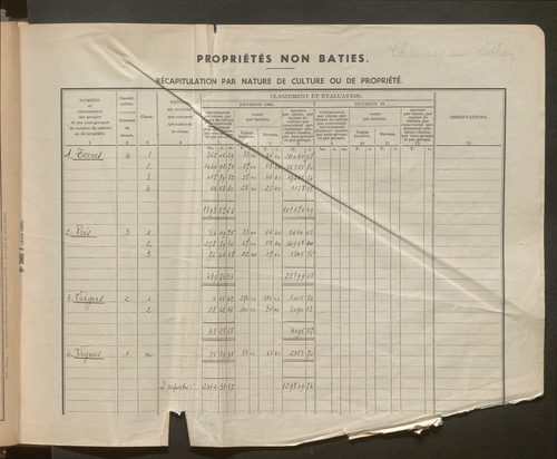 Table des comptes de la matrice. Comptes actifs personnes morales et A - F.