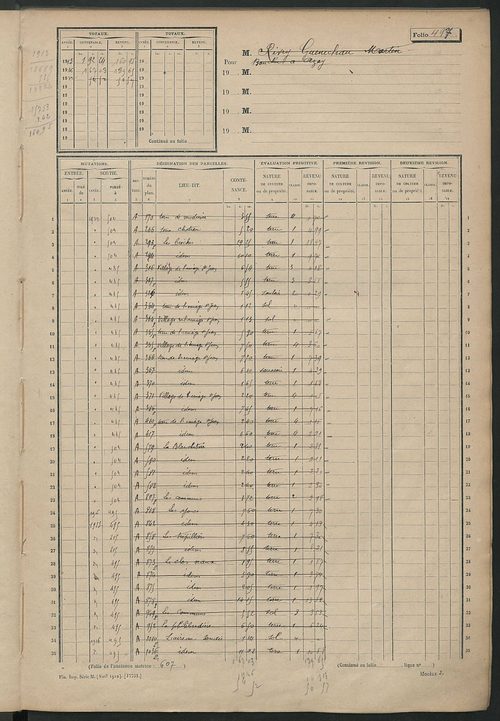 Matrice des propriétés non bâties, fol. 493 à 781.