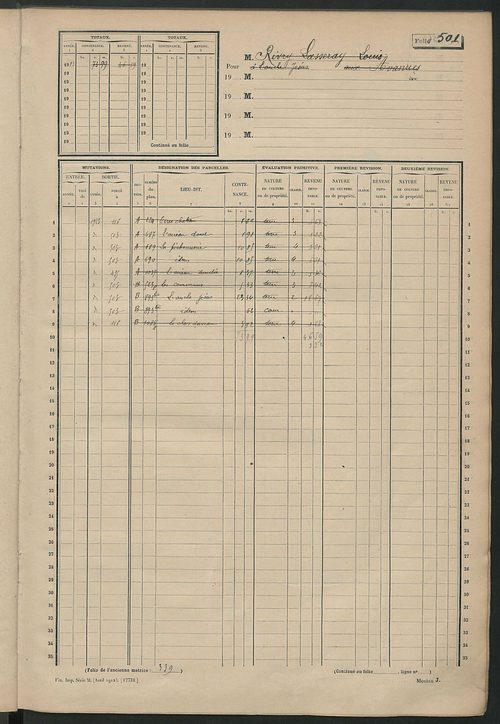Matrice des propriétés non bâties, fol. 493 à 781.