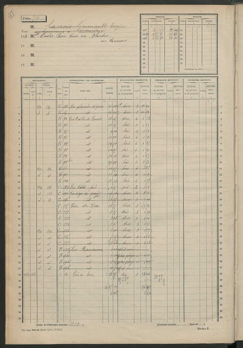 Matrice des propriétés non bâties, fol. 501 à 1000.