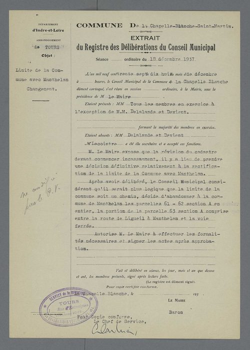 La Chapelle-Blanche-Saint-Martin (1830, 1937-1941)
