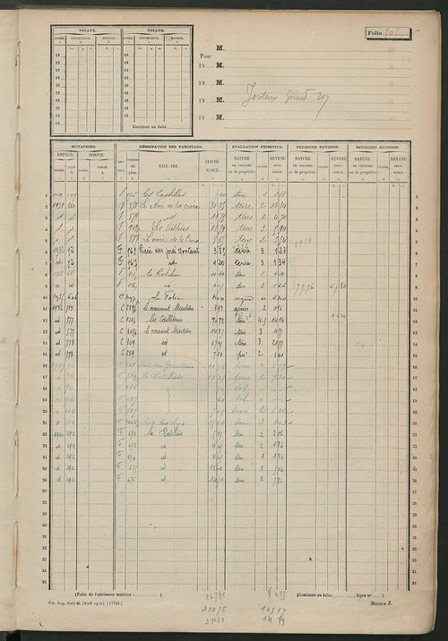 Matrice des propriétés non bâties, fol. 501 à 1000.