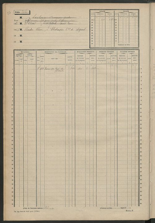 Matrice des propriétés non bâties, fol. 501 à 1000.