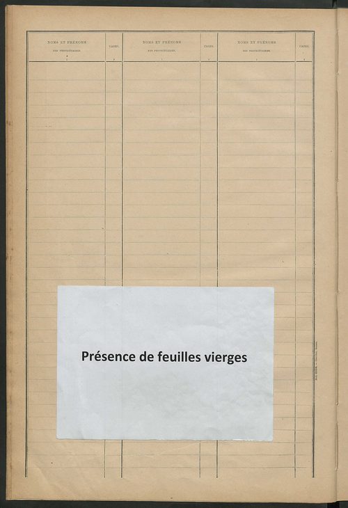 Matrice des propriétés bâties ; récapitulation ; table alphabétique des propriétaires.