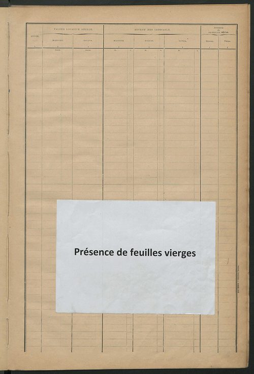 Matrice des propriétés bâties ; récapitulation ; table alphabétique des propriétaires.