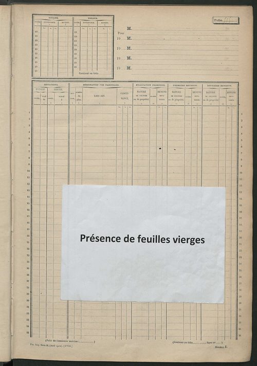 Matrice des propriétés non bâties, fol. 501 à 1000.