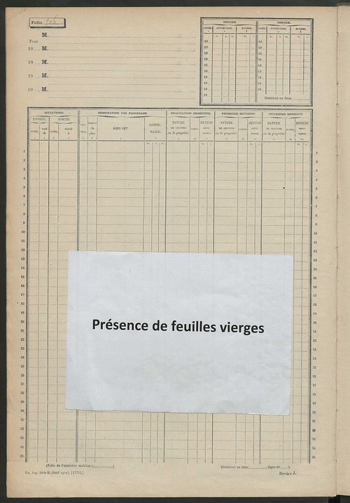 Matrice des propriétés non bâties, fol. 501 à 1000.