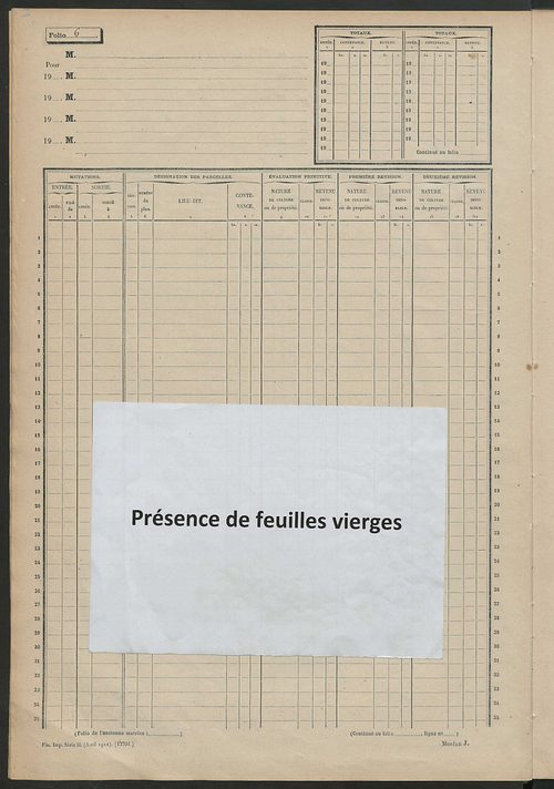 Matrice des propriétés non bâties, fol. 1 à 600.