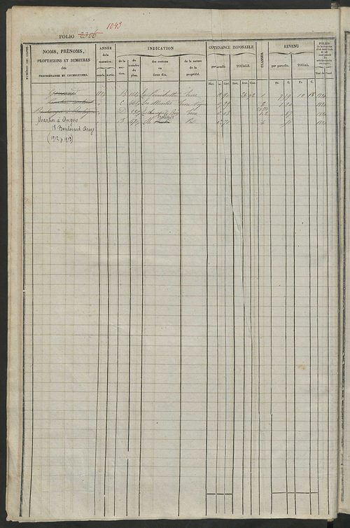 Matrice des propriétés foncières, fol. 2301 à 2880 ; récapitulation des contenances et des revenus de la matrice cadastrale, 1834 ; table alphabétique des propriétaires.