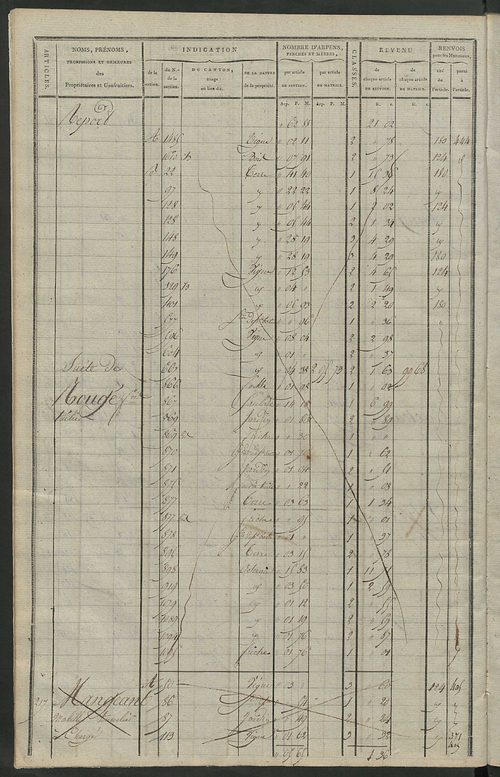 Matrice de rôle pour la contribution cadastrale, art. 206 à 447.