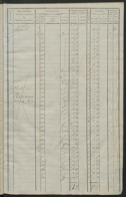 Matrice de rôle pour la contribution cadastrale, art. 206 à 447.