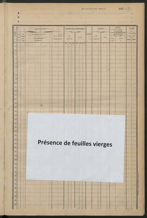 Matrice des propriétés foncières, fol. 627 à 688.