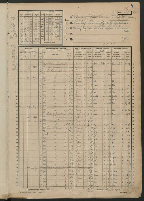 Matrice des propriétés non bâties, fol. 489 à 1088.