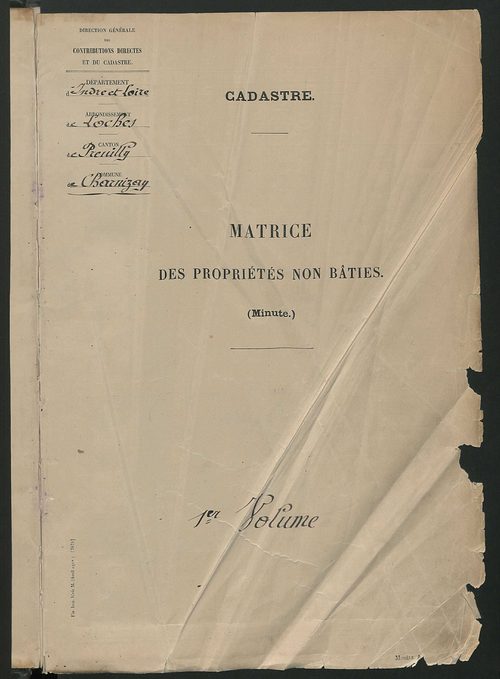 Tableau présentant les augmentations et les diminutions survenues dans la matière imposable ; récapitulation ; table alphabétique des propriétaires ; matrice des propriétés non bâties, fol. 1 à 488.