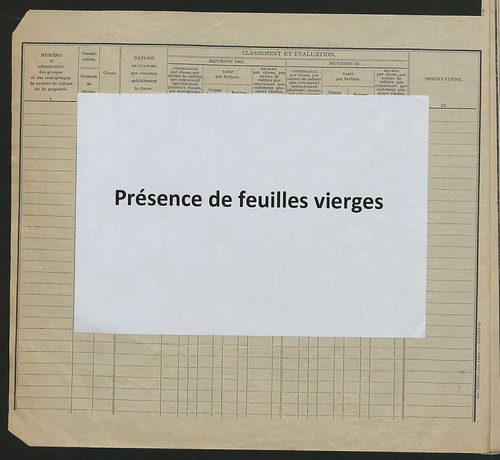 Tableau présentant les augmentations et les diminutions survenues dans la matière imposable ; récapitulation ; table alphabétique des propriétaires ; matrice des propriétés non bâties, fol. 1 à 488.