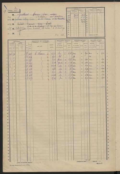 Matrice des propriétés non bâties, fol. 1689 à 1888.