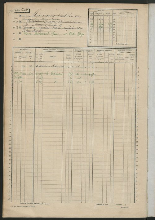 Matrice des propriétés non bâties, fol. 489 à 988.