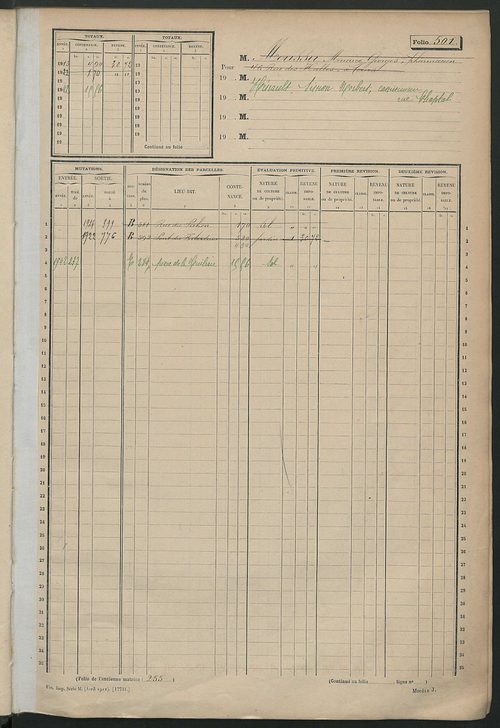 Matrice des propriétés non bâties, fol. 489 à 988.