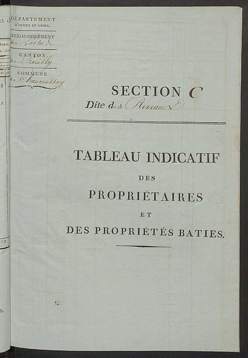 Tableau indicatif des propriétaires et des propriétés bâties.