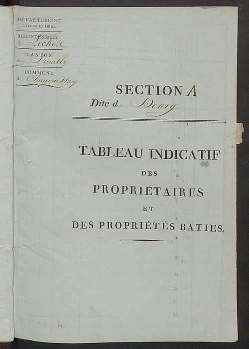 Tableau indicatif des propriétaires et des propriétés bâties.