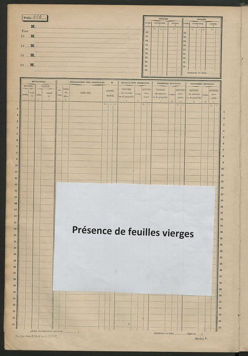 Matrice des propriétés non bâties, fol. 489 à 1084.