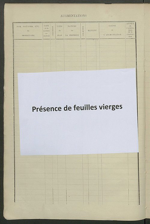 Matrice des propriétés bâties ; augmentations et diminutions, 1883-1891 ; séparation des revenus cadastraux afférents, pour l'année 1882, aux propriétés bâties et non bâties (état-balance) ; table alphabétique des propriétaires.