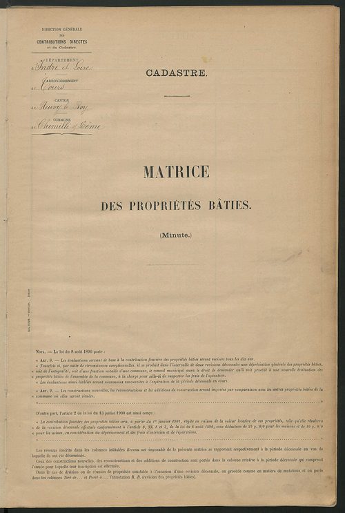 Matrice des propriétés bâties ; récapitulation ; table alphabétique des propriétaires.