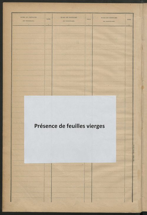 Matrice des propriétés bâties ; récapitulation ; table alphabétique des propriétaires.