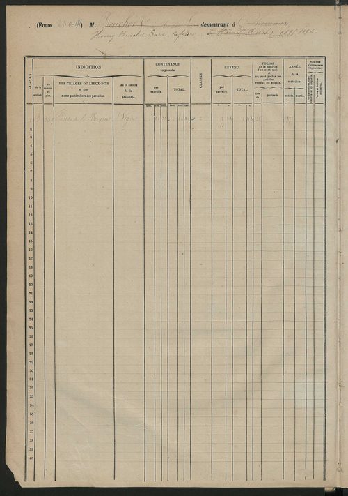 Matrice des propriétés foncières, fol. 249 à 460.