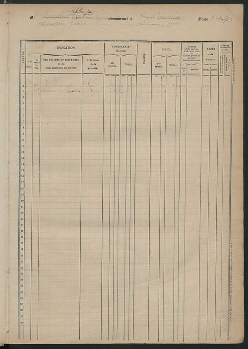 Matrice des propriétés foncières, fol. 249 à 460.