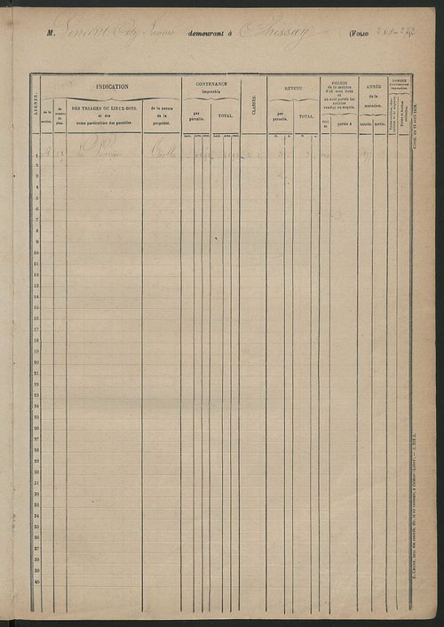 Matrice des propriétés foncières, fol. 249 à 460.