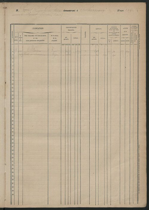 Matrice des propriétés foncières, fol. 249 à 460.