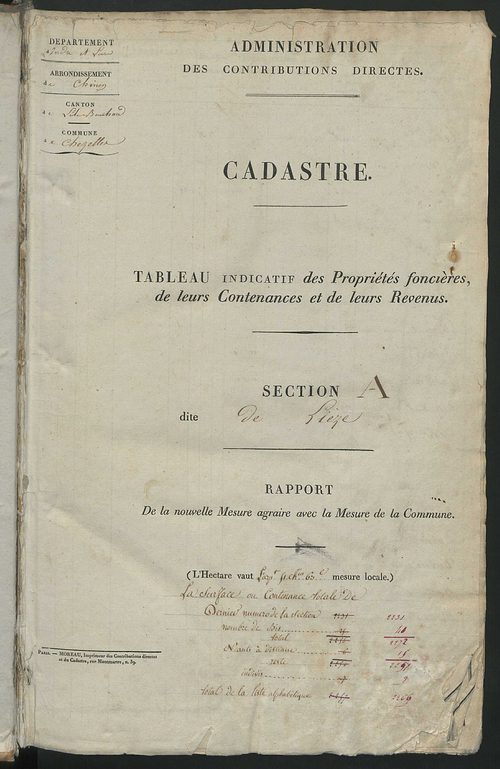 Etats de sections.