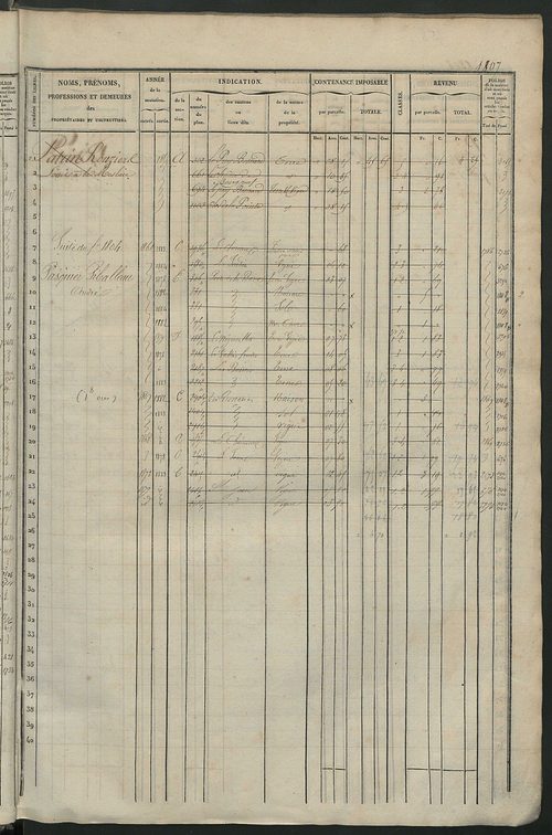 Matrice des propriétés foncières, fol. 1801 à 2420.