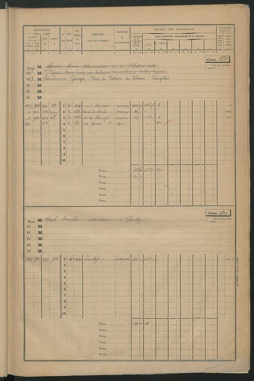 Matrice des propriétés bâties, cases 1815 à 2814.