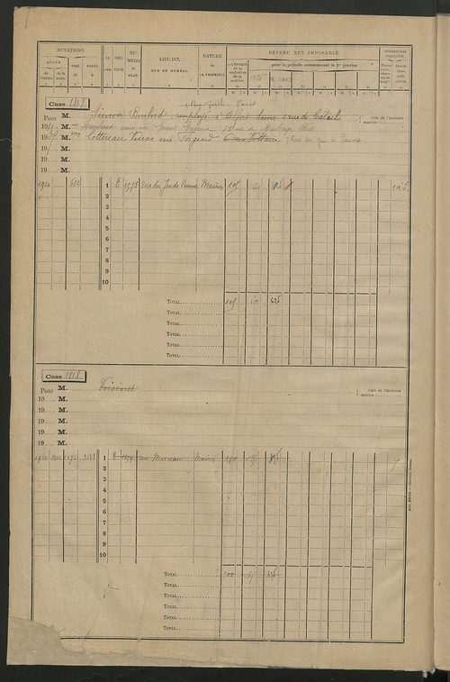 Matrice des propriétés bâties, cases 1815 à 2814.