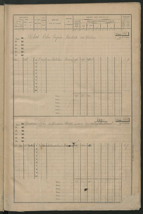 Matrice des propriétés bâties, cases 1815 à 2814.