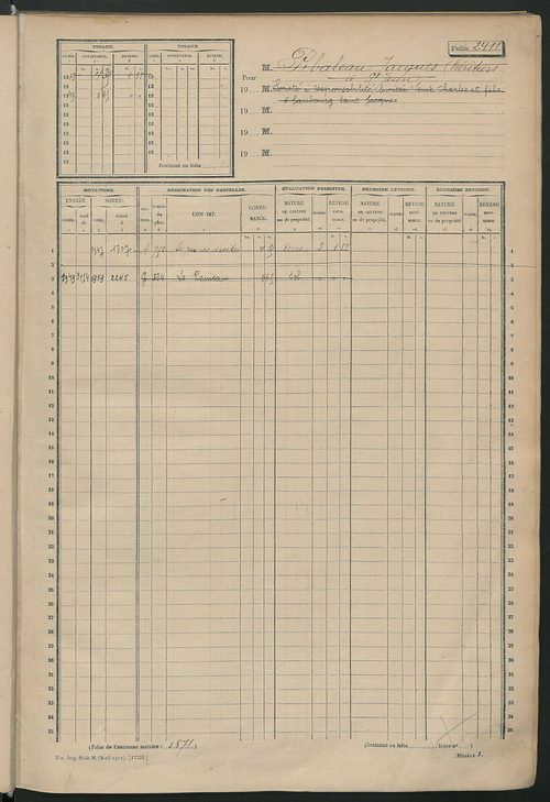 Matrice des propriétés non bâties, fol. 2401 à 3000.
